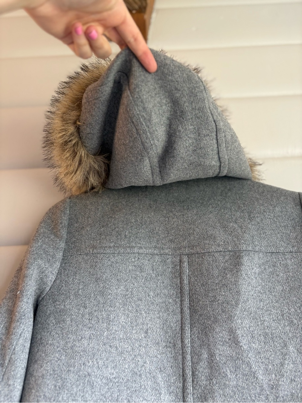 J.Crew Vail Wool Blend Parka Faux Fur Hood Gray Size 2 - Picture 5 of 9